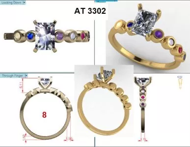 Modern 14 Karat Yellow Gemstone Mothers Ring